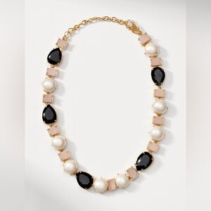 J Crew Chic Gold and Black Necklace with Pearl Accents